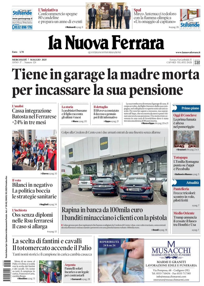 Prima-pagina-nuova ferrara-oggi-edizione-del-2025-05-07